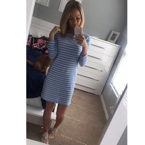 Blue & white long sleeved cotton dress